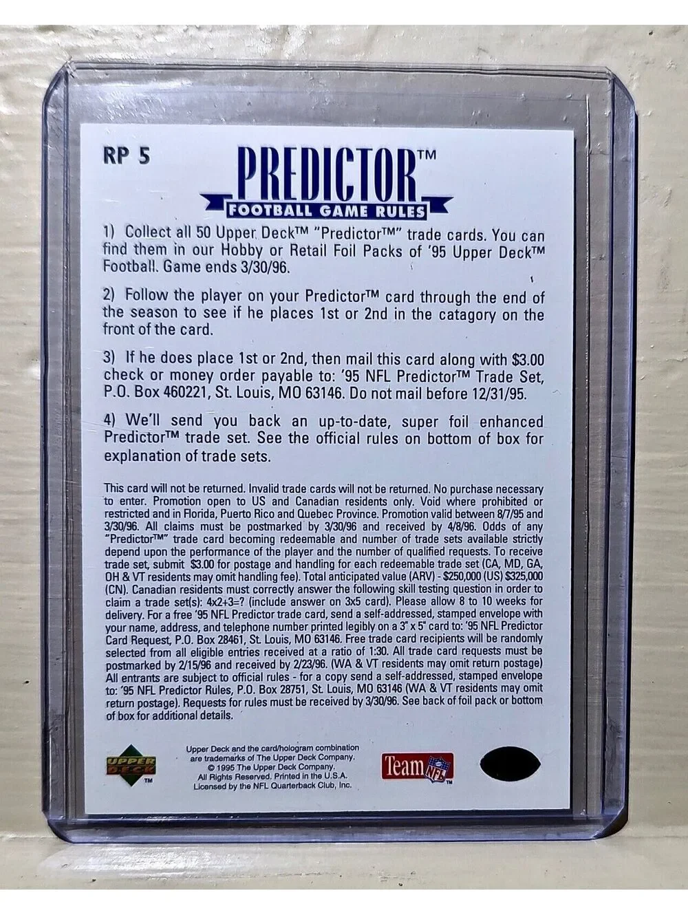 John Elway 1995 Upper Deck Predictor Football #RP 5 NFL Card Denver Broncos